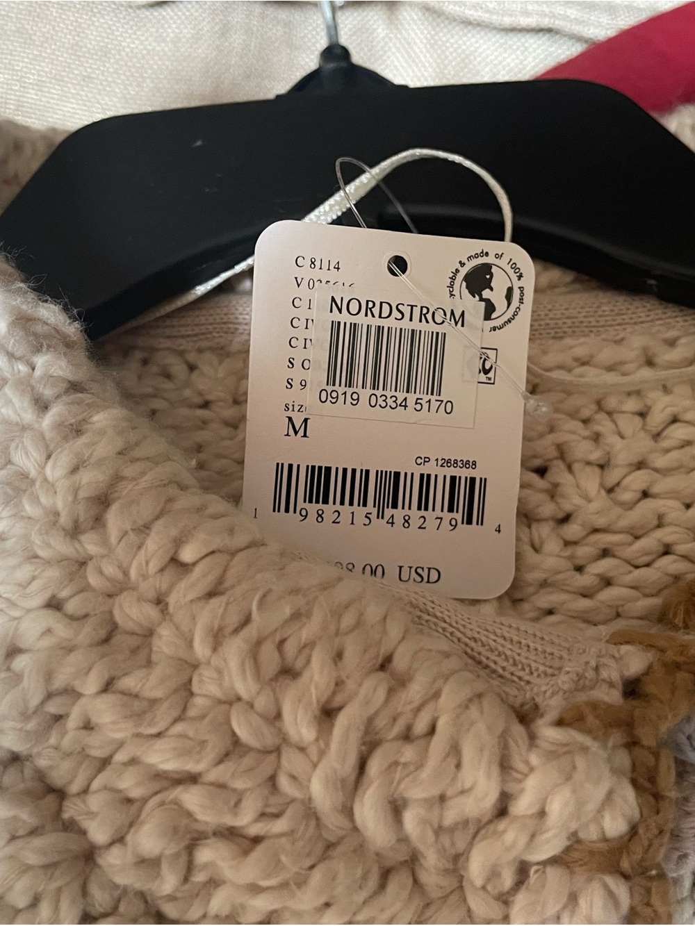 Free People Cream Knit Cardigan with Red Floral Appliqués - Picture 5 of 5